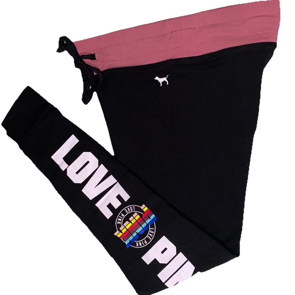Victoria’s Secret Pink Campus leggings pink leggings pink retro pants rainbow